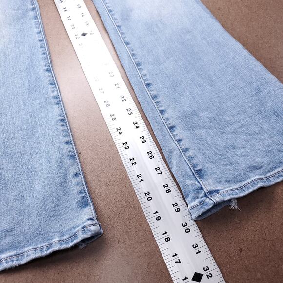 American Eagle Kick Boot Jeans Women 6S Light Blue Distressed Hem Retro Cowgirl - Picture 8 of 13